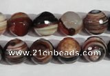 CAG1415 15.5 inches 12mm faceted round line agate gemstone beads