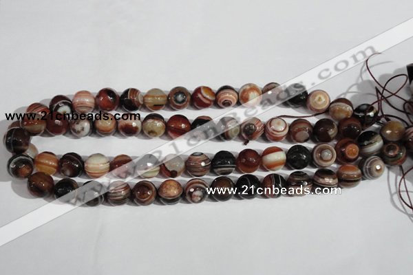 CAG1415 15.5 inches 12mm faceted round line agate gemstone beads