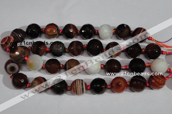 CAG1418 15.5 inches 20mm faceted round line agate gemstone beads