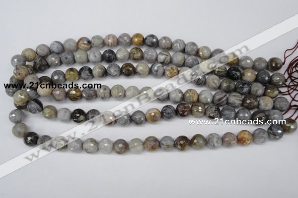 CAG1423 15.5 inches 10mm faceted round silver needle agate beads