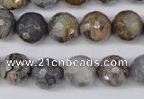 CAG1424 15.5 inches 12mm faceted round silver needle agate beads