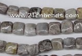 CAG1430 15.5 inches 8*8mm square silver needle agate beads