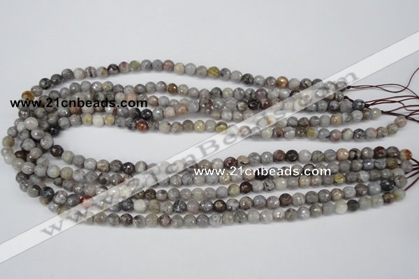 CAG1431 15.5 inches 6mm faceted round bamboo leaf agate beads