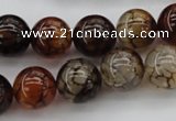 CAG1442 15.5 inches 14mm round dragon veins agate beads