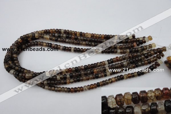 CAG1443 15.5 inches 3*6mm rondelle dragon veins agate beads