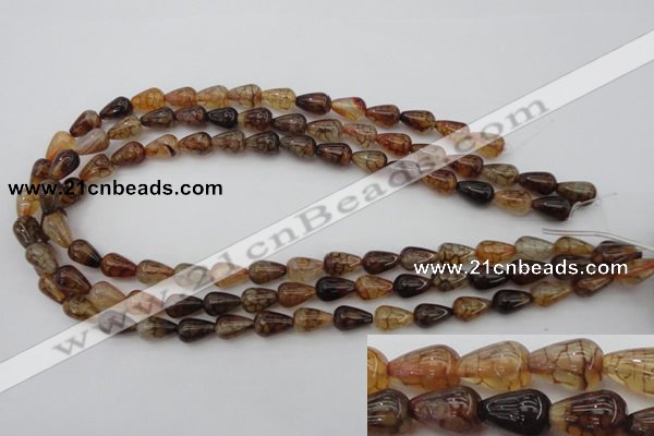 CAG1445 15.5 inches 8*12mm teardrop dragon veins agate beads