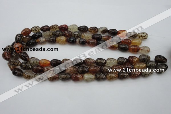 CAG1447 15.5 inches 10*14mm teardrop dragon veins agate beads