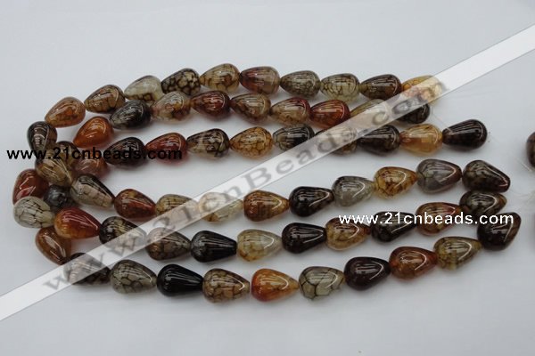 CAG1449 15.5 inches 13*18mm teardrop dragon veins agate beads