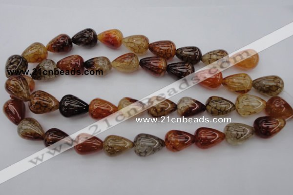 CAG1450 15.5 inches 15*20mm teardrop dragon veins agate beads