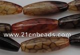 CAG1454 15.5 inches 10*30mm rice dragon veins agate beads