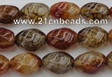 CAG1455 15.5 inches 10*15mm twisted rice dragon veins agate beads