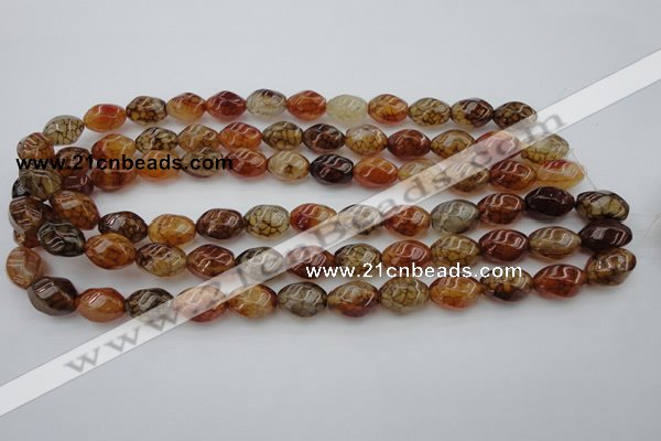 CAG1455 15.5 inches 10*15mm twisted rice dragon veins agate beads