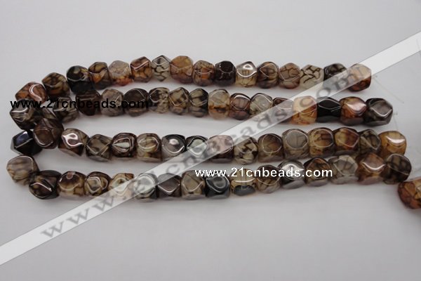 CAG1458 15.5 inches 12*13mm faceted nuggets dragon veins agate beads