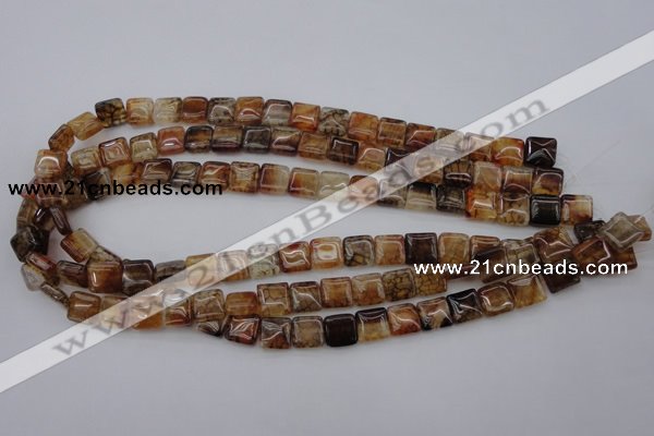 CAG1471 15.5 inches 10*10mm square dragon veins agate beads