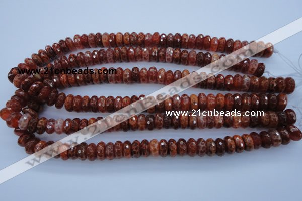 CAG1492 15.5 inches 6*12mm faceted rondelle natural fire agate beads