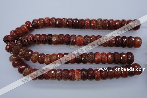 CAG1494 15.5 inches 9*18mm faceted rondelle natural fire agate beads