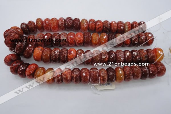 CAG1495 15.5 inches 10*20mm faceted rondelle natural fire agate beads