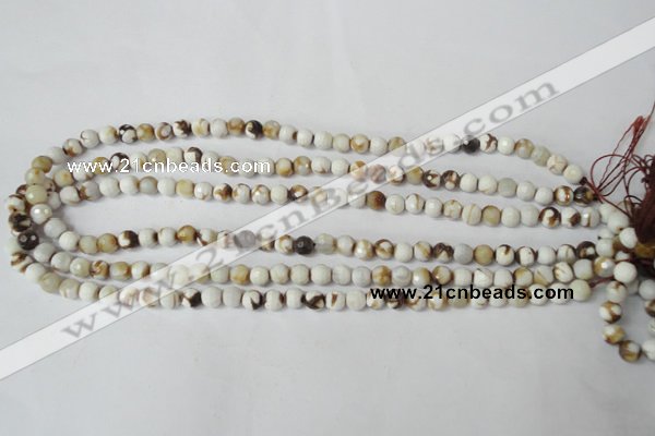 CAG1500 15.5 inches 6mm faceted round fire crackle agate beads