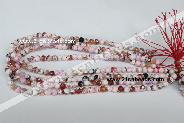 CAG1502 15.5 inches 6mm faceted round fire crackle agate beads