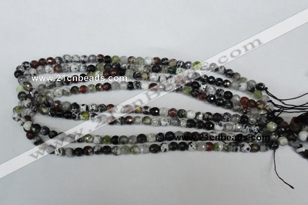 CAG1503 15.5 inches 6mm faceted round fire crackle agate beads