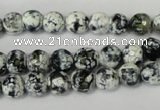 CAG1507 15.5 inches 8mm faceted round fire crackle agate beads