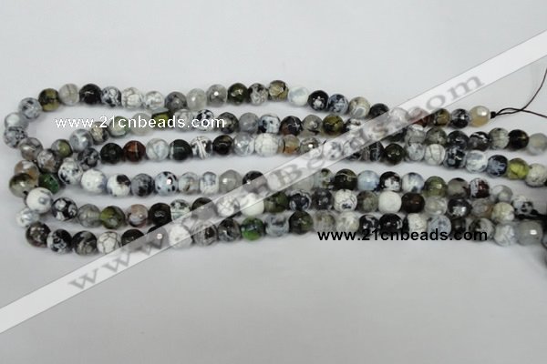 CAG1508 15.5 inches 8mm faceted round fire crackle agate beads