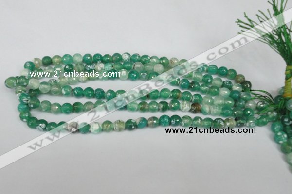 CAG1509 15.5 inches 8mm faceted round fire crackle agate beads