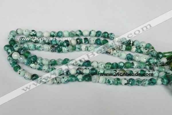 CAG1510 15.5 inches 8mm faceted round fire crackle agate beads