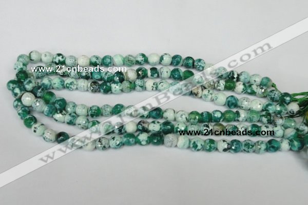 CAG1510 15.5 inches 8mm faceted round fire crackle agate beads