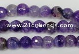 CAG1512 15.5 inches 8mm faceted round fire crackle agate beads