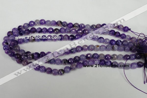 CAG1512 15.5 inches 8mm faceted round fire crackle agate beads