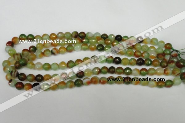 CAG1513 15.5 inches 8mm faceted round fire crackle agate beads