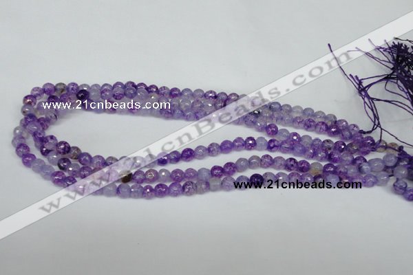 CAG1514 15.5 inches 8mm faceted round fire crackle agate beads