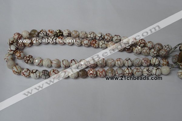 CAG1520 15.5 inches 10mm faceted round fire crackle agate beads