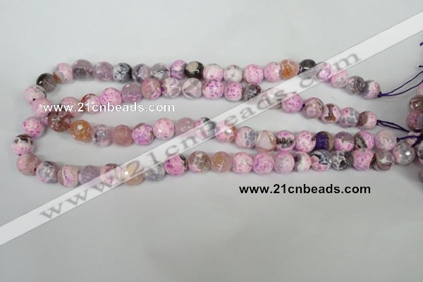 CAG1521 15.5 inches 10mm faceted round fire crackle agate beads