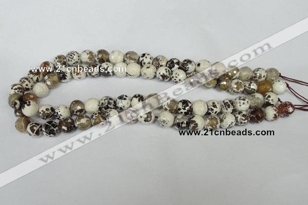 CAG1522 15.5 inches 10mm faceted round fire crackle agate beads