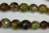 CAG1523 15.5 inches 10mm faceted round fire crackle agate beads