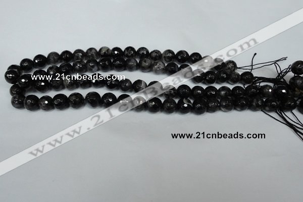 CAG1524 15.5 inches 10mm faceted round fire crackle agate beads