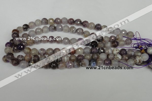 CAG1526 15.5 inches 10mm faceted round fire crackle agate beads