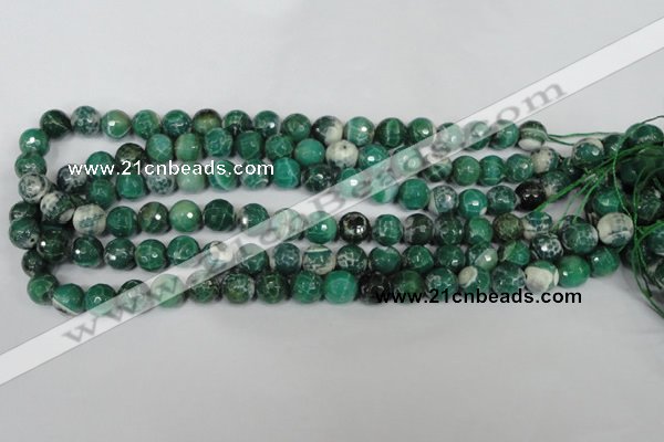 CAG1527 15.5 inches 10mm faceted round fire crackle agate beads