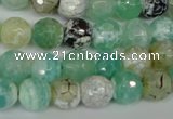 CAG1528 15.5 inches 10mm faceted round fire crackle agate beads