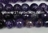 CAG1529 15.5 inches 10mm faceted round fire crackle agate beads