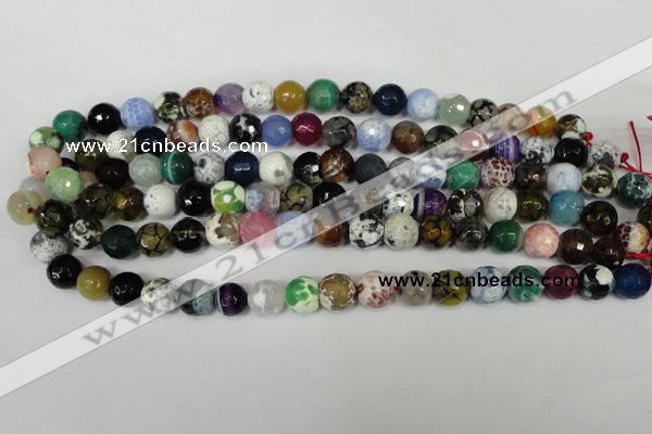 CAG1531 15.5 inches 10mm faceted round fire crackle agate beads