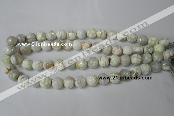 CAG1534 15.5 inches 12mm faceted round fire crackle agate beads