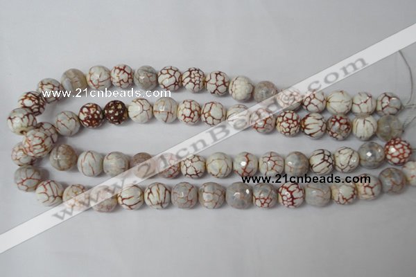 CAG1535 15.5 inches 12mm faceted round fire crackle agate beads