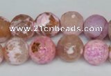 CAG1536 15.5 inches 12mm faceted round fire crackle agate beads