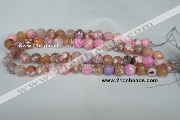 CAG1536 15.5 inches 12mm faceted round fire crackle agate beads