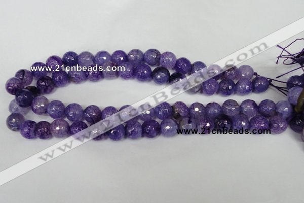 CAG1537 15.5 inches 12mm faceted round fire crackle agate beads