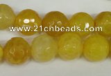 CAG1539 15.5 inches 12mm faceted round fire crackle agate beads