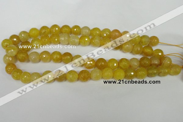 CAG1539 15.5 inches 12mm faceted round fire crackle agate beads